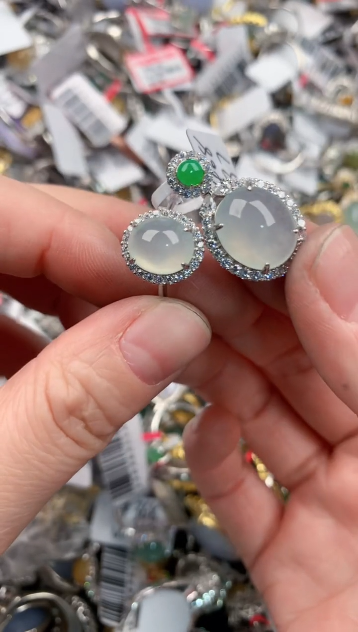 银S925镶嵌戒指翡翠11                  9