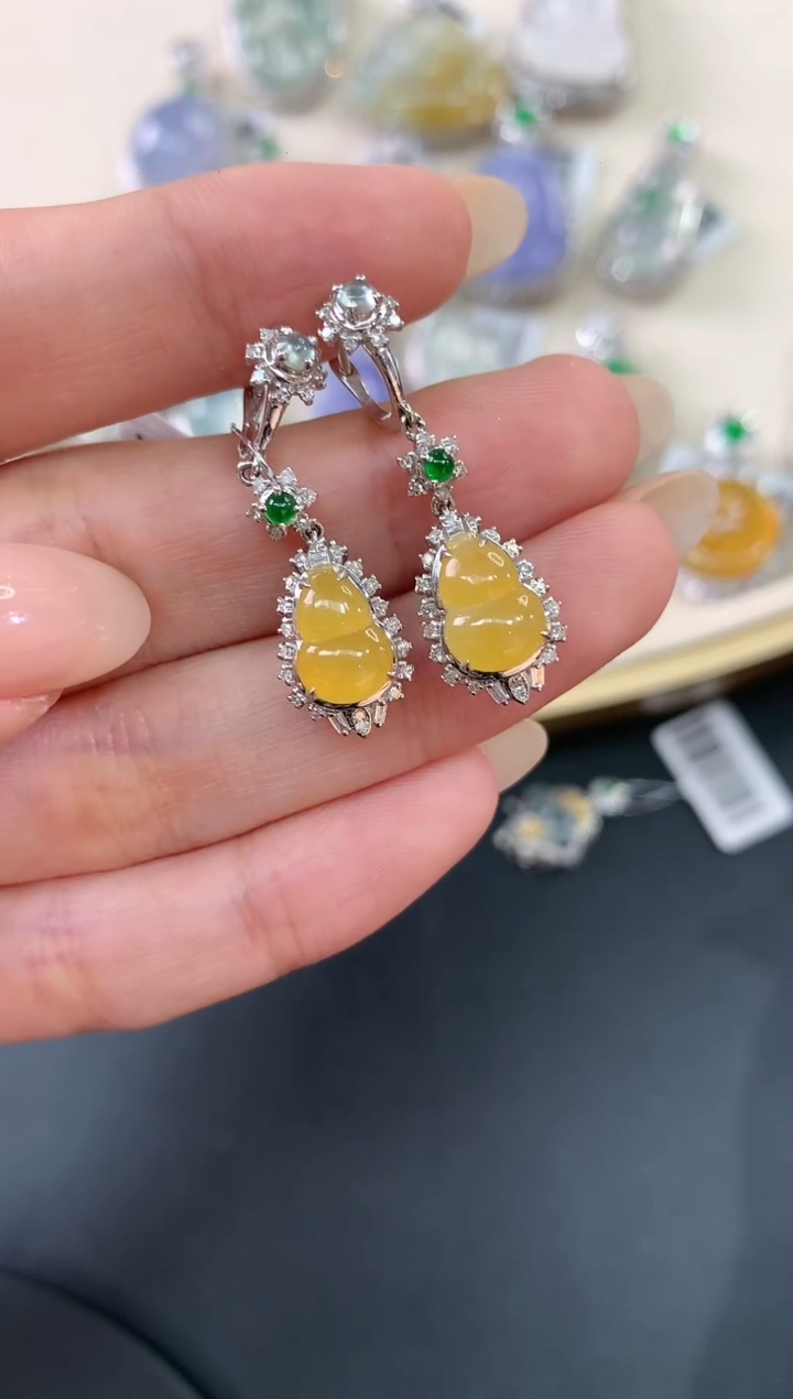 【闪购商品】翡翠耳饰18K金镶嵌A675|6980