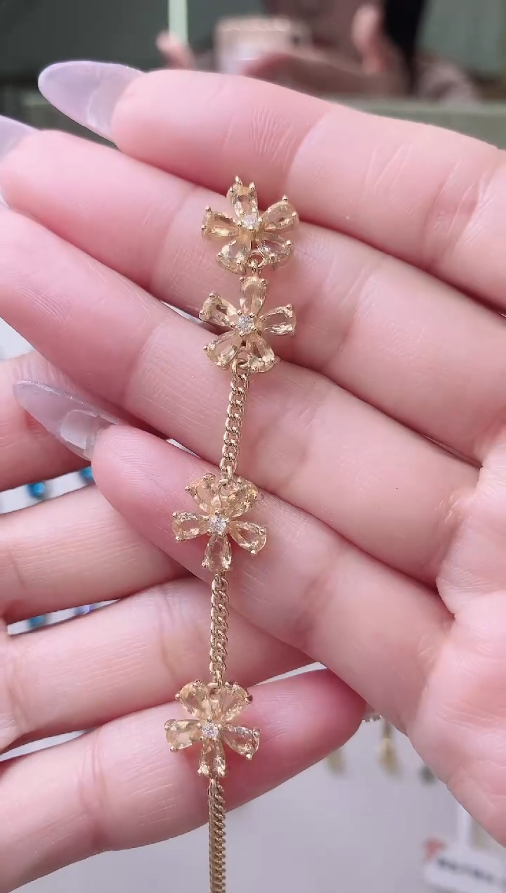 【闪购商品】黄晶手链银S925镶嵌90-2