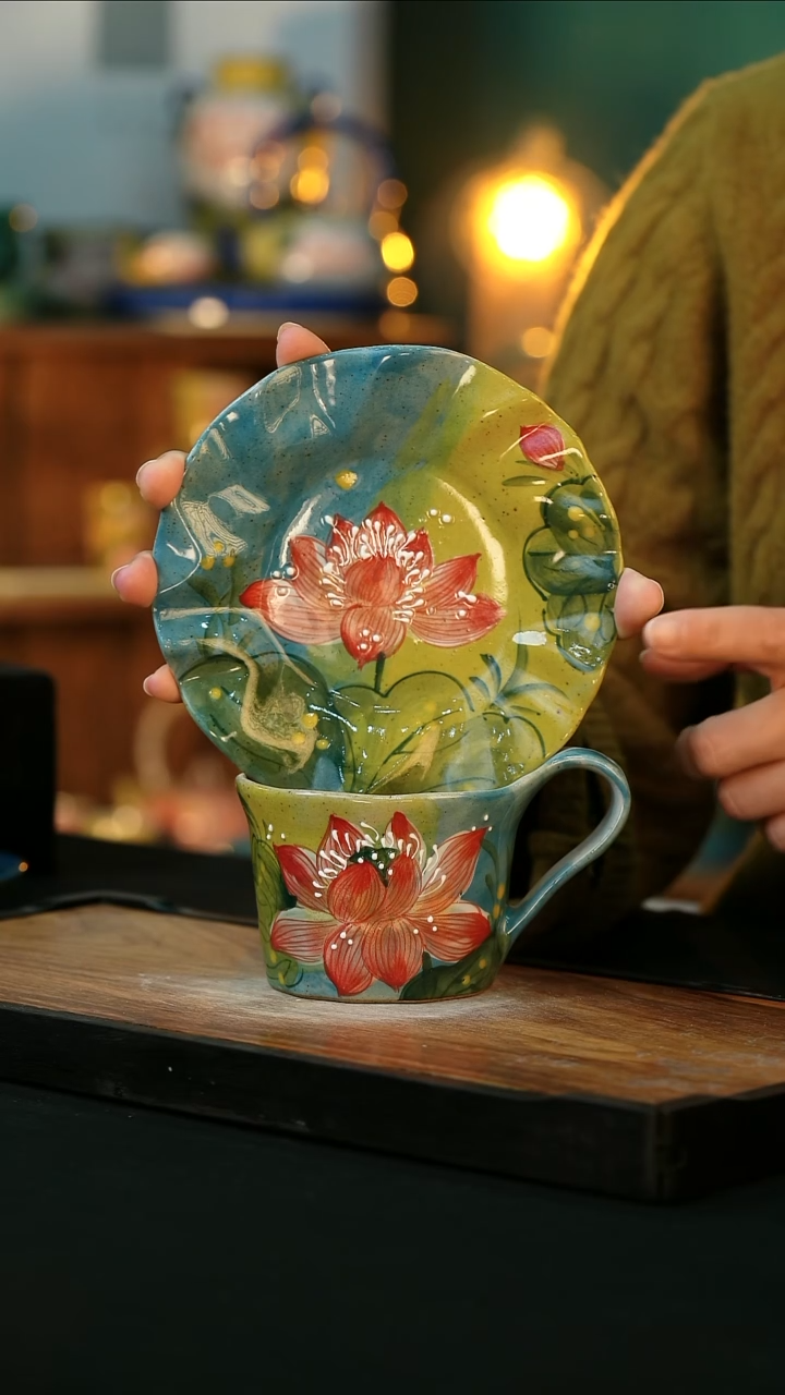 【闪购商品】杯手绘心瓷陶瓷浮力