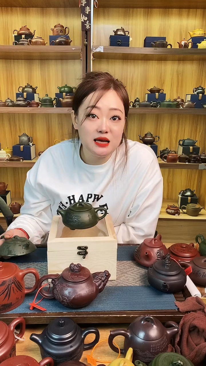 【闪购商品】紫砂茶壶翡翠绿泥凤鸣石瓢【雪】