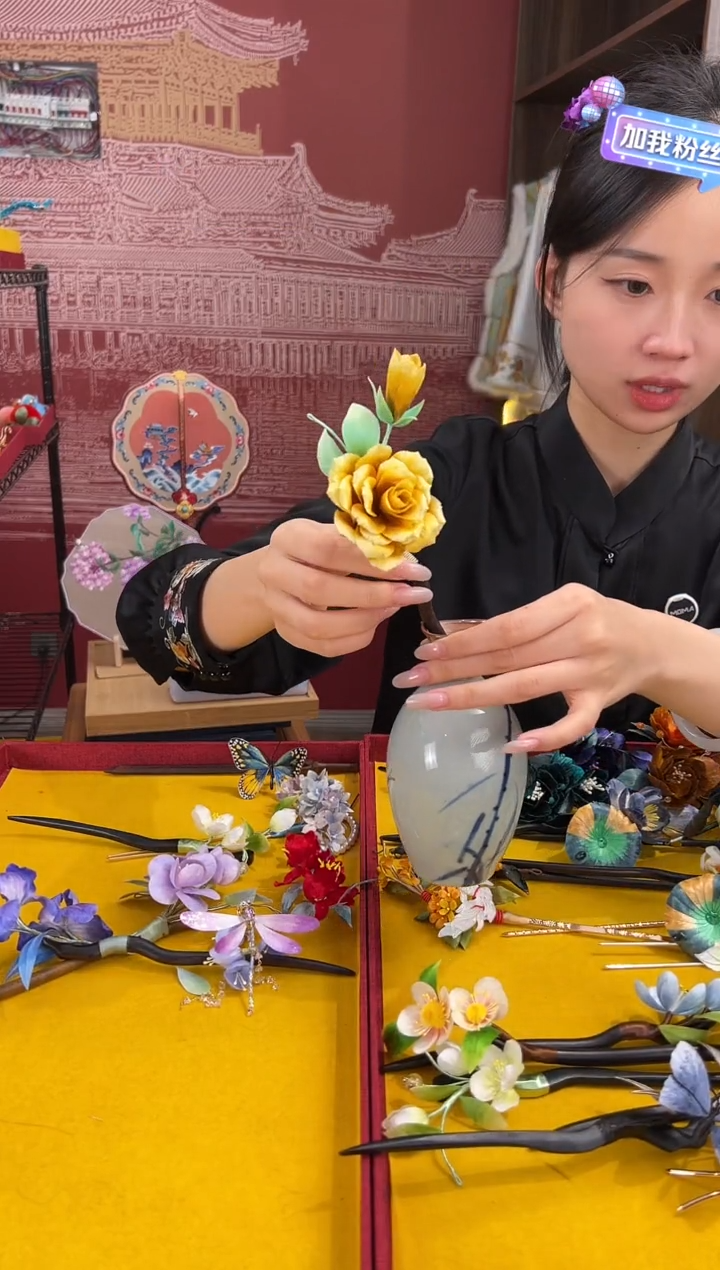 【闪购商品】刺绣非遗绒花（发饰）