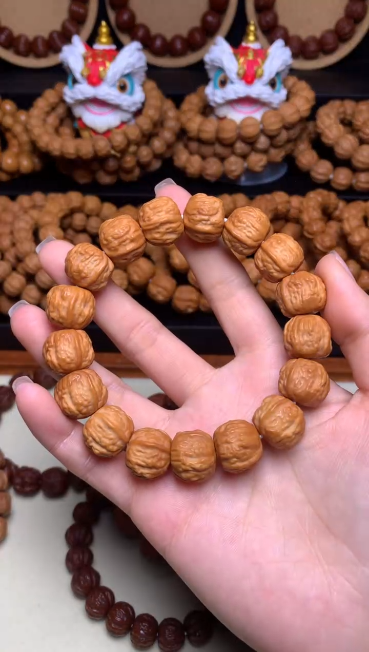 【闪购商品】文玩核桃手串15-16mm金蟾蛤蟆头龙炎料深雕全品