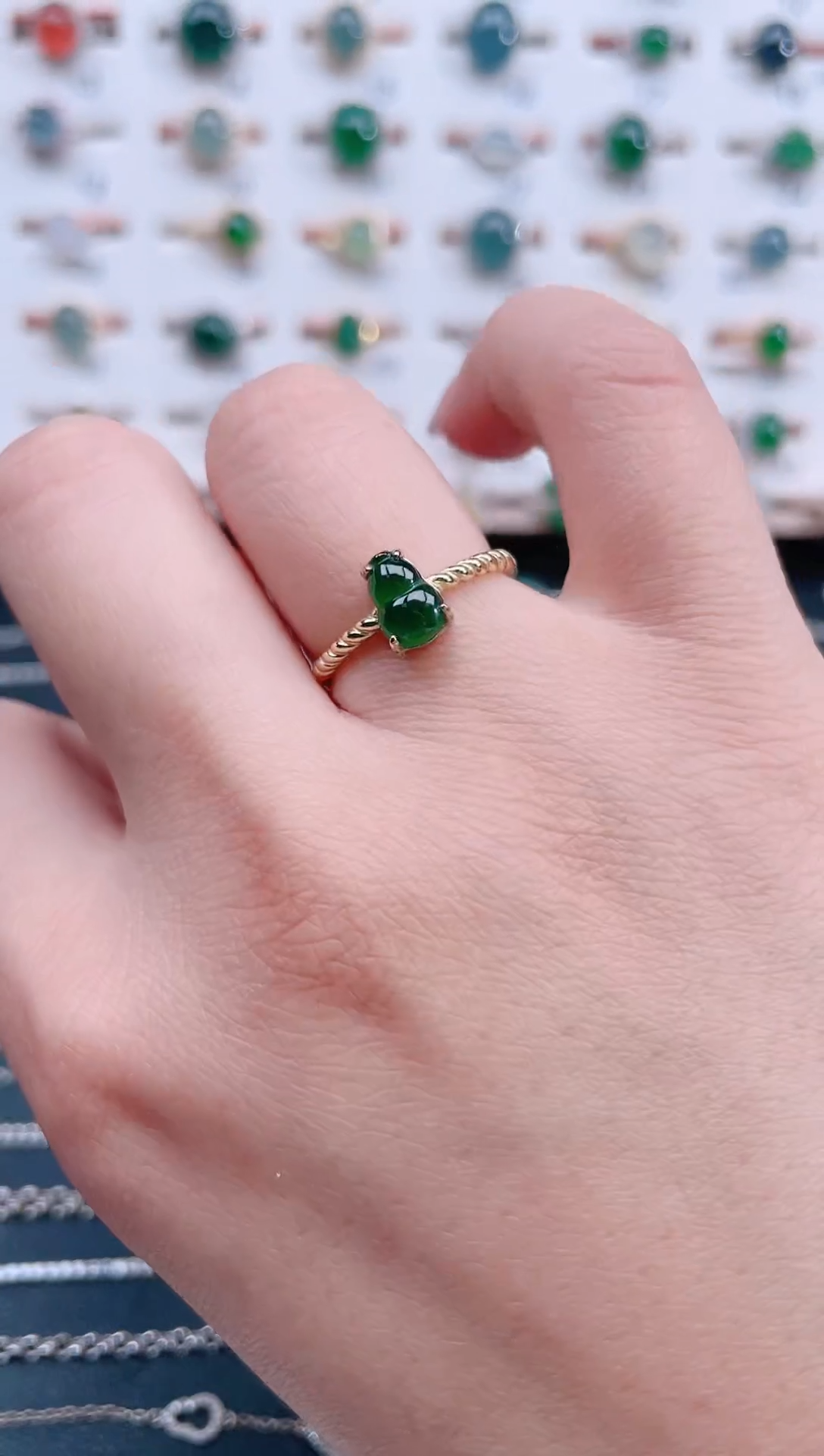 银S925镶嵌戒指翡翠天然翡翠