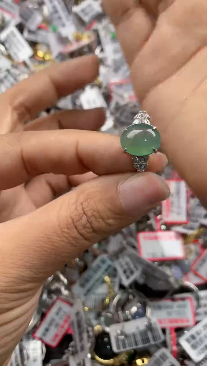 银S925镶嵌戒指翡翠13    10