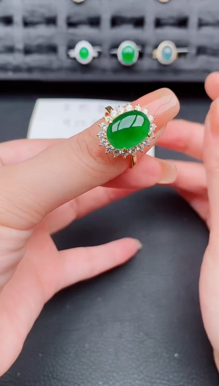 翡翠戒指银S925镶嵌天然a货翡翠273