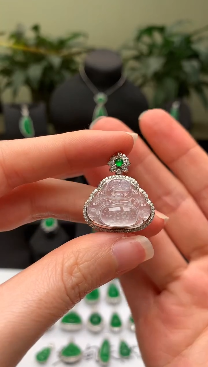 【闪购商品】翡翠颈饰18K金镶嵌佛公