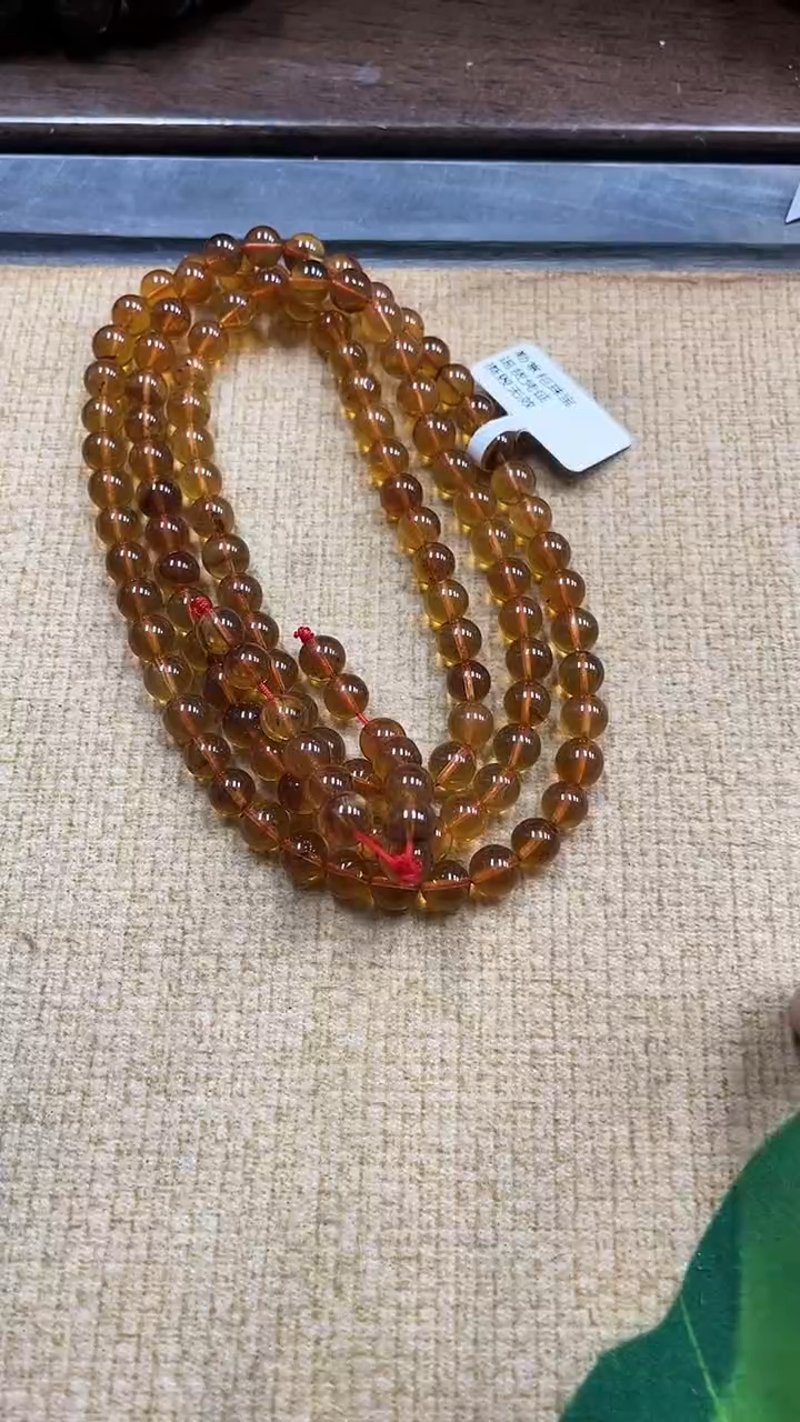 裸石琥珀未镶嵌茶珀108卡9佛珠假一赔十
