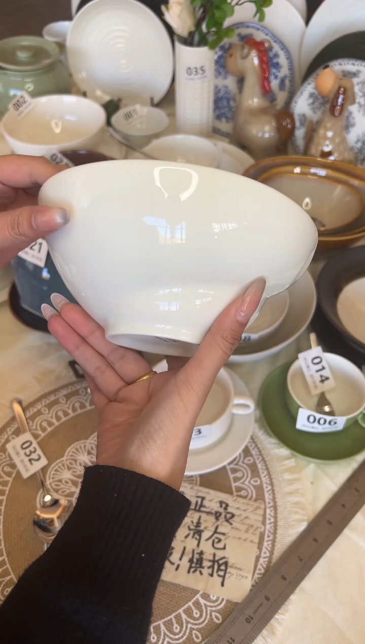 新骨瓷003瑕疵 暖白 7寸 海螺碗