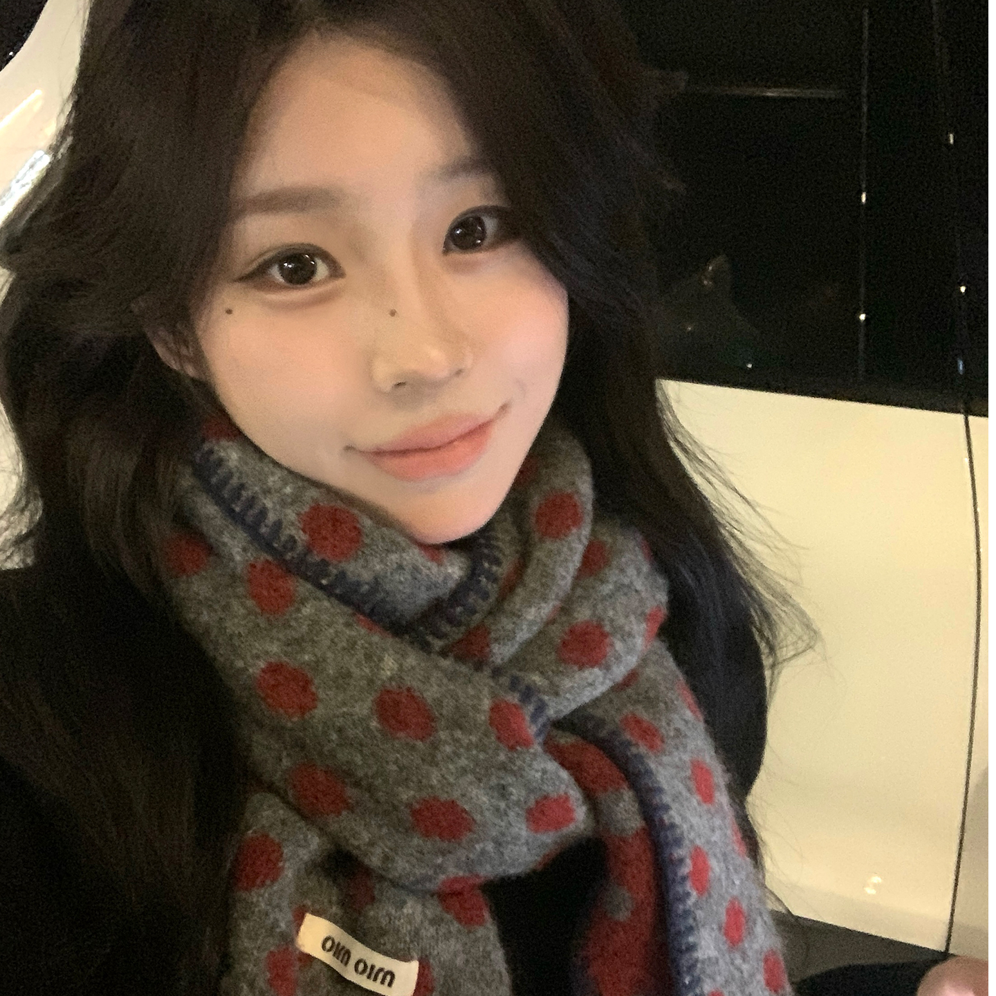 panruoyue韩版ins波点围巾秋季毛绒软糯保暖装饰氛围感百搭围脖