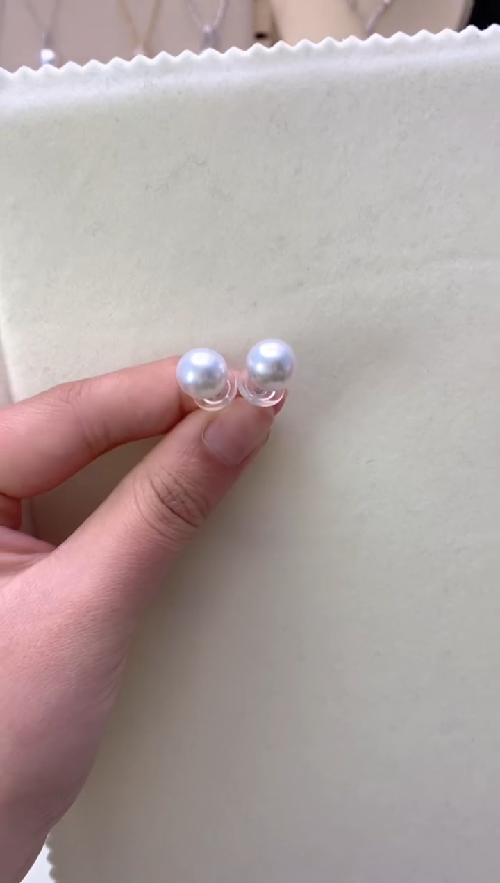 【闪购商品】海水珍珠耳钉18K金镶嵌10-11mm澳白耳钉