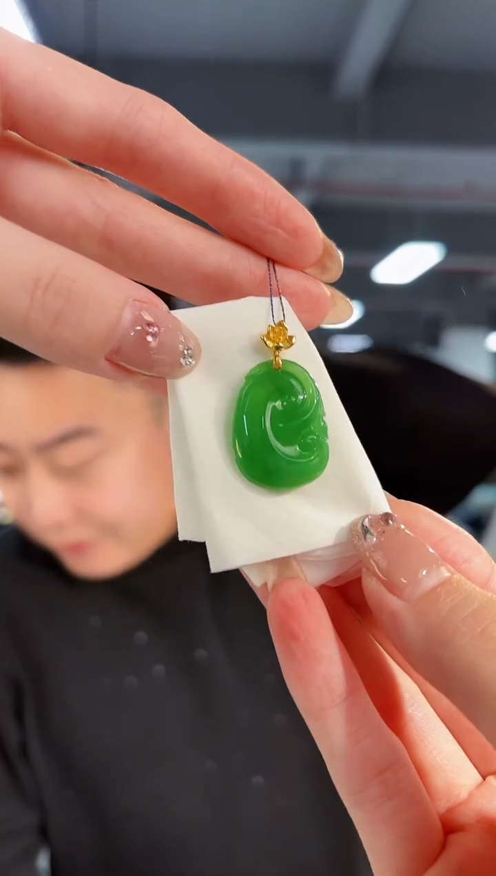 【闪购商品】翡翠颈饰18K金镶嵌 缅料A货/支持复检/一件