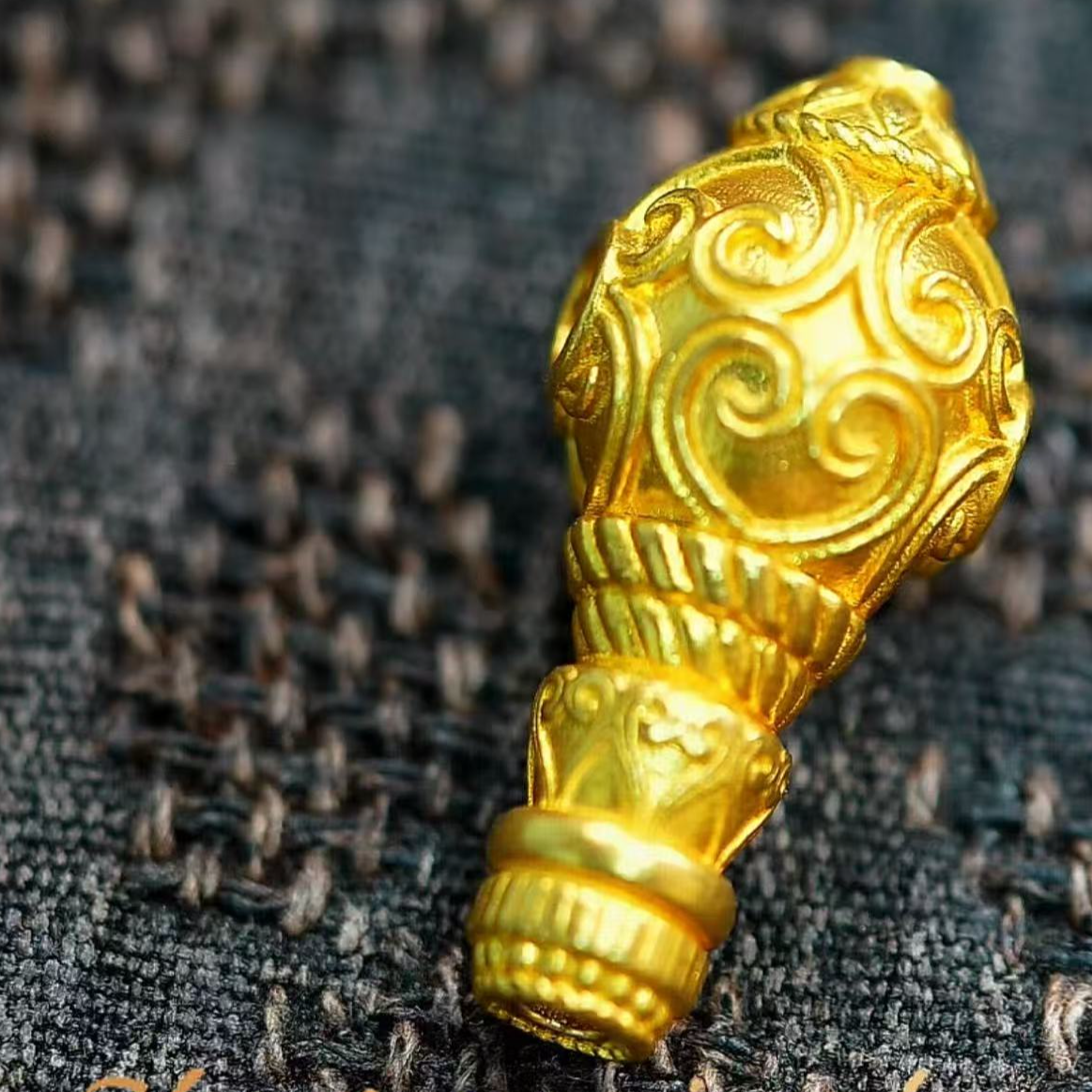 汕溏珠宝 足金素金如意三通串珠 工96