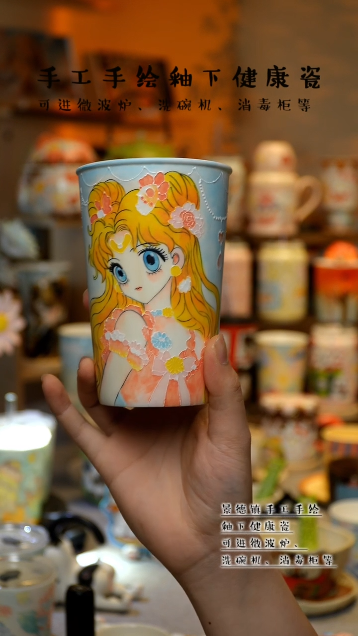 【闪购商品】杯陶瓷景德镇高温釉下彩&W017