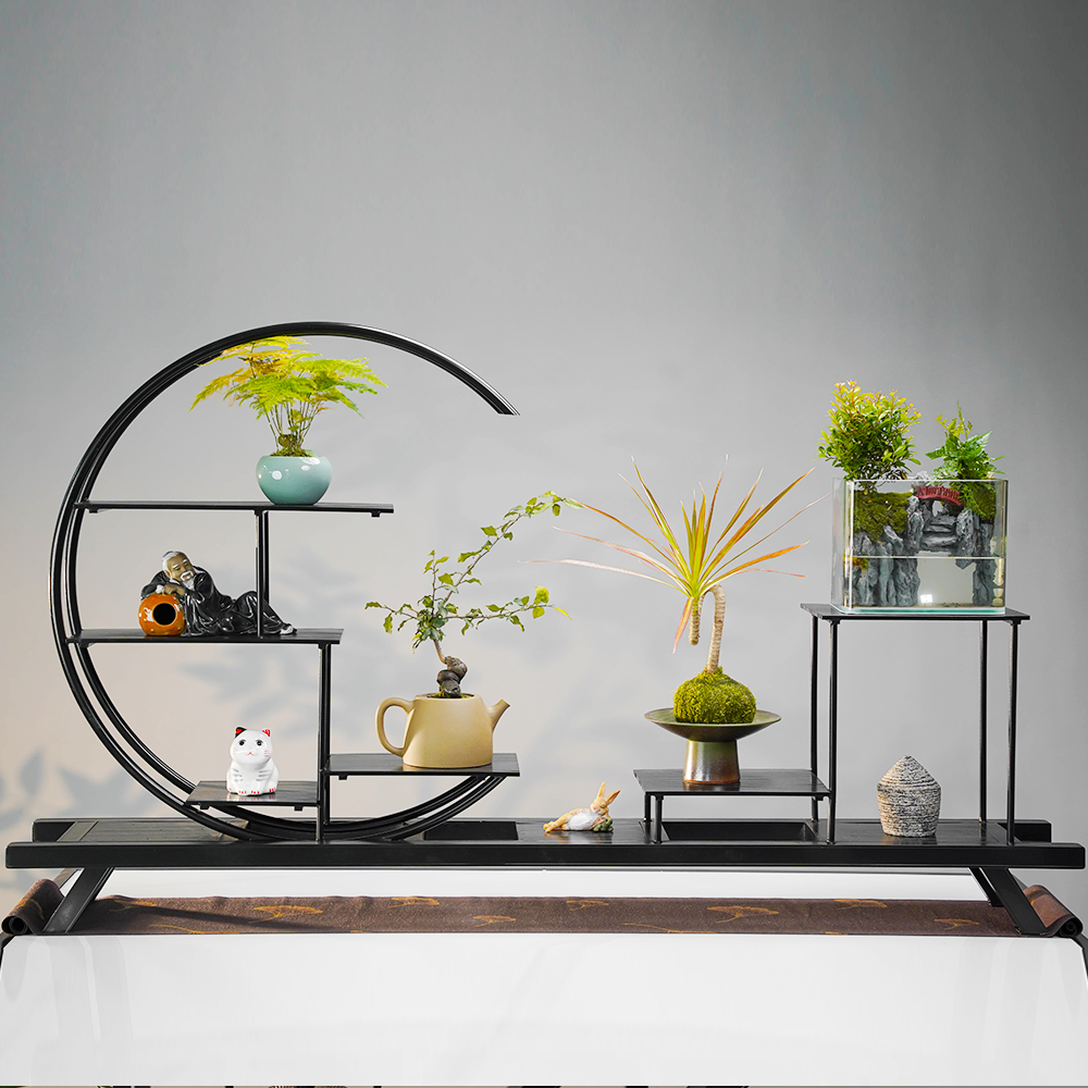 铝合金【小一帆风顺】盆景博古架轻奢花架置物架花架直播多层花架