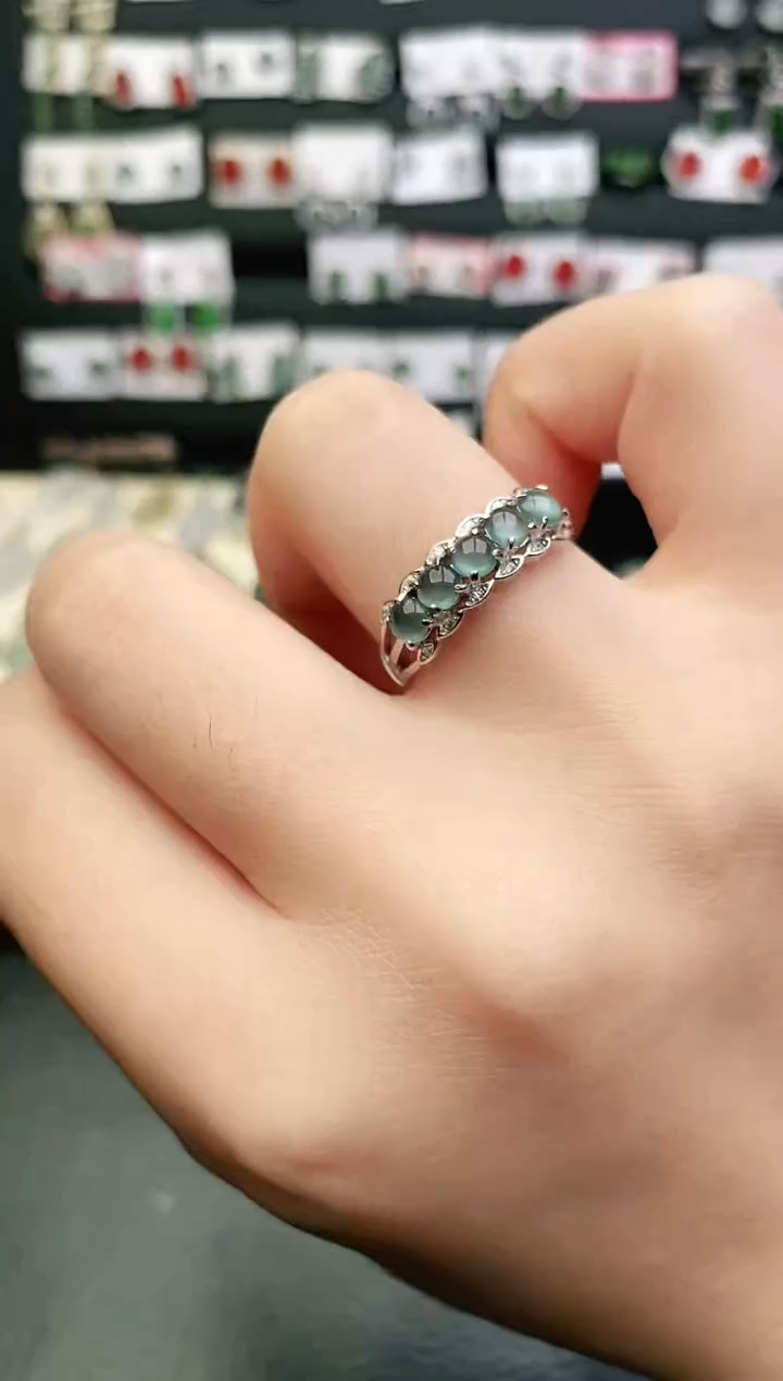 翡翠戒指银S925镶嵌0