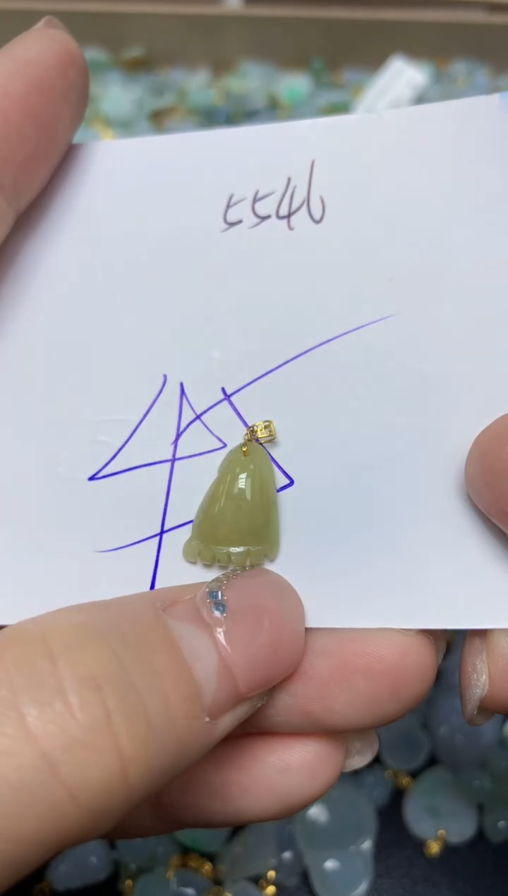 【闪购商品】翡翠挂件18K金镶嵌 天然翡翠A货