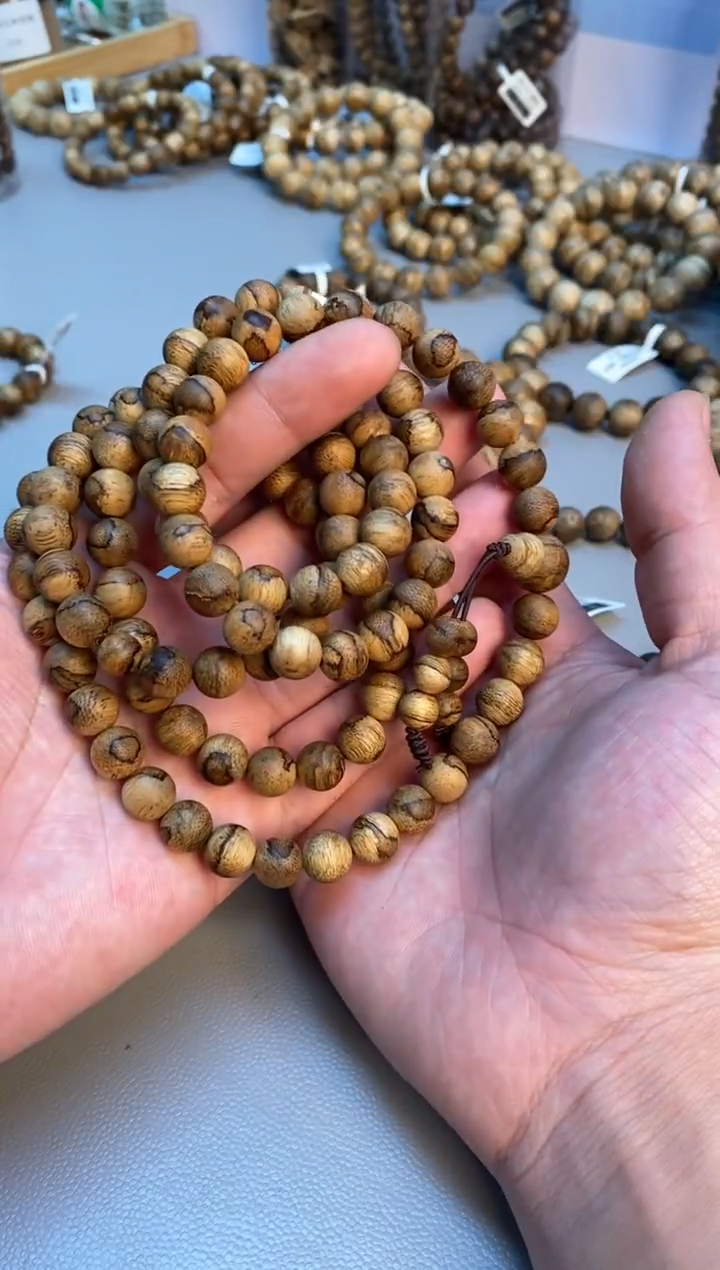 沉香手串达拉干圆珠长串虎皮纹0.9多样性发其一