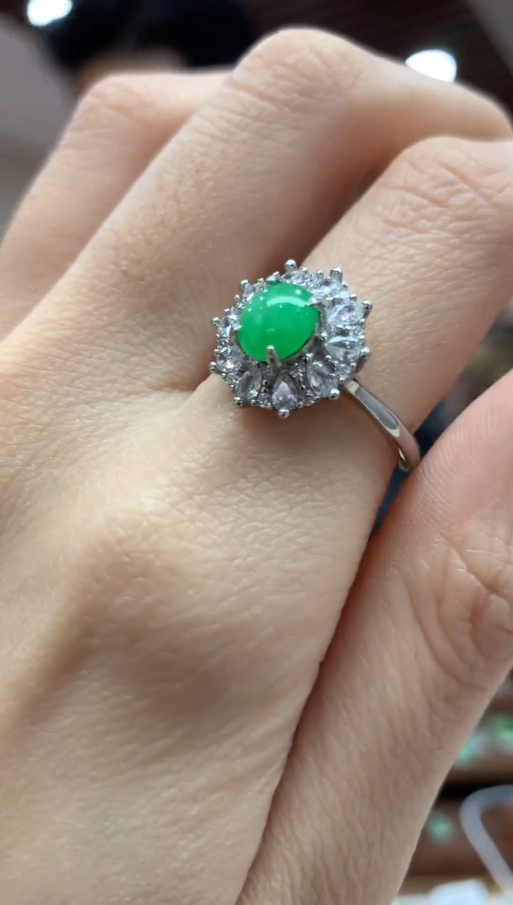 【闪购商品】翡翠戒指银S925镶嵌戒指