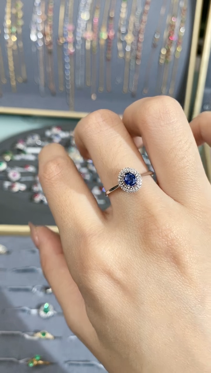 【闪购商品】蓝宝石戒指18K金镶嵌戒指