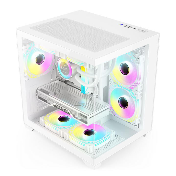台式机电脑主机海景房整套白色游戏diy水冷电竞纯白迷你高性能