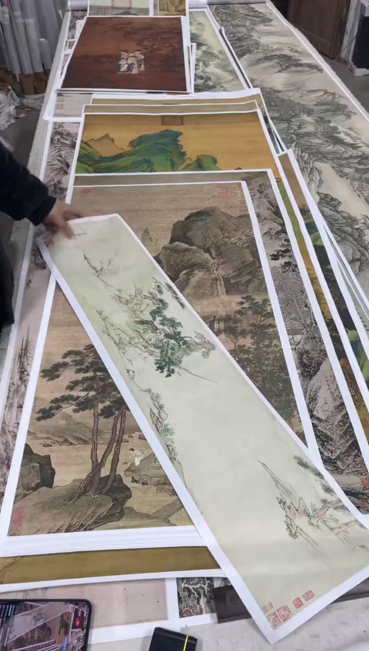 仇英  松下横琴图 微喷复刻