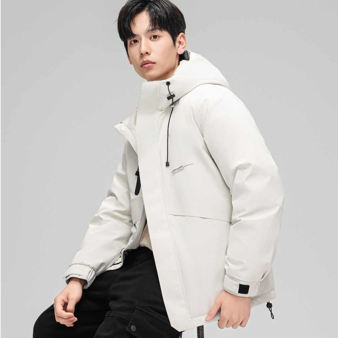 雅鹿25款短版连帽男款羽绒服户外运动休闲保暖冬季