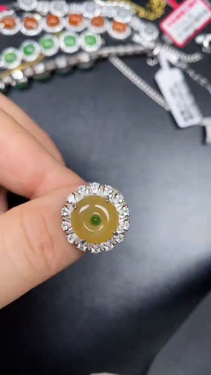 银S925镶嵌戒指翡翠3870