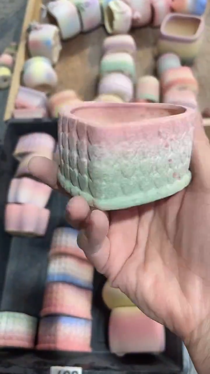 麦饭石粗陶多肉花盆口径6*4