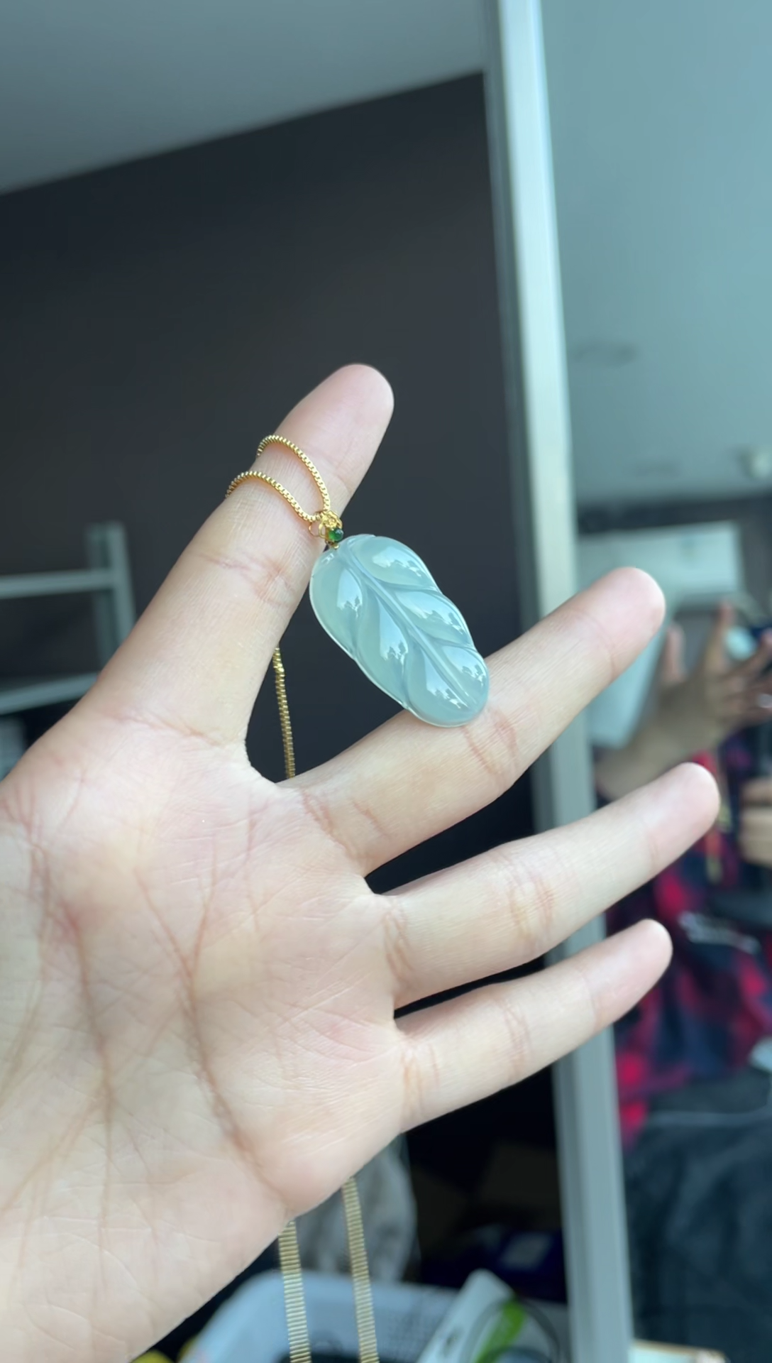 吊坠(不含链)18K金镶嵌翡翠天然缅甸A货翡翠