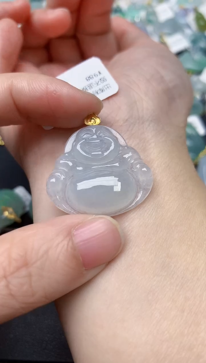 颈饰18K金镶嵌翡翠天然缅甸A货翡翠