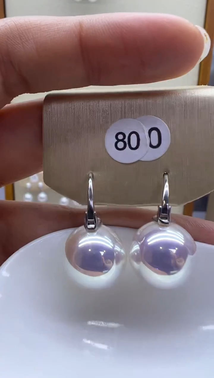 银S925镶嵌耳饰淡水珍珠800
