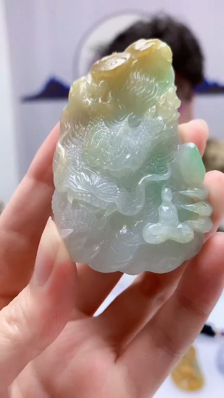 【闪购商品】定制翡翠未镶嵌4688zm-毛货挂件龙140