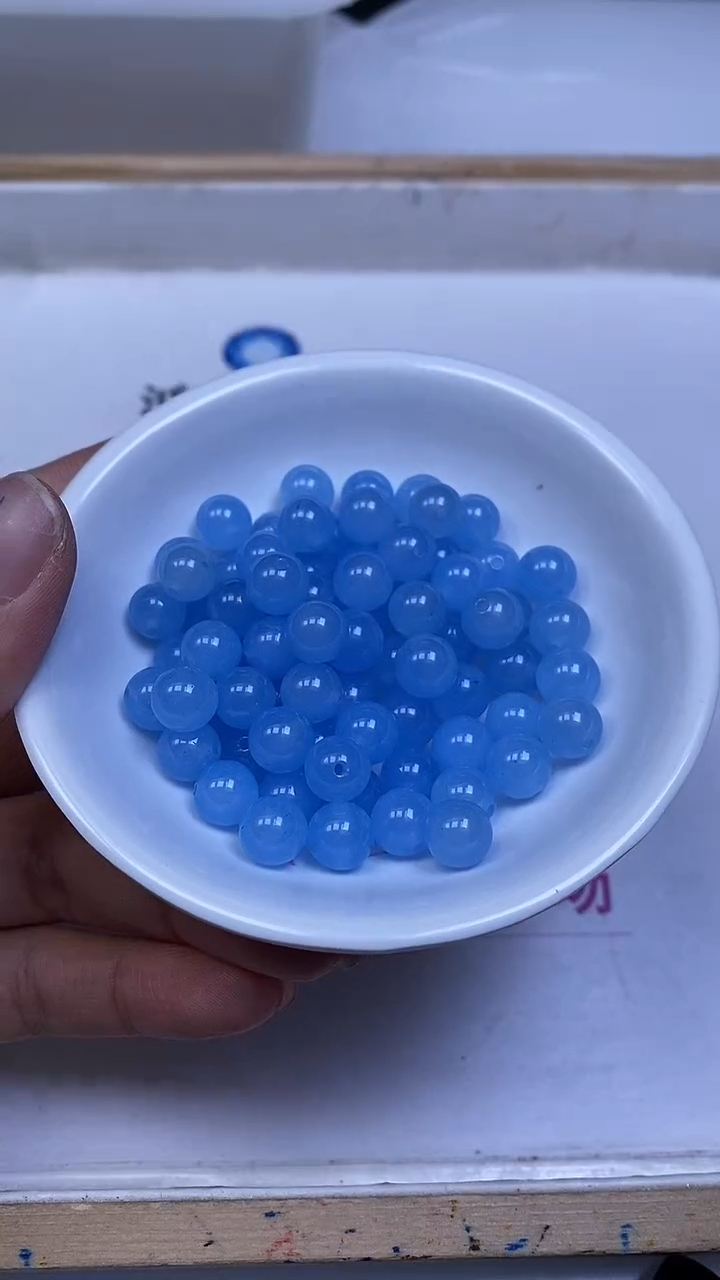 未镶嵌散珠玛瑙/玉髓B90 海蓝宝玛瑙8mm30个8.8元