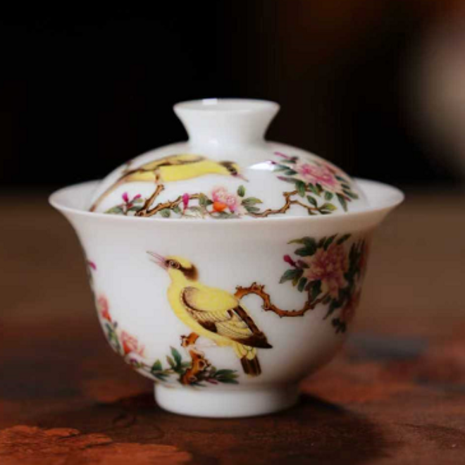 【瓷见如故】宝蕴阁喜上眉梢盖碗  byg71