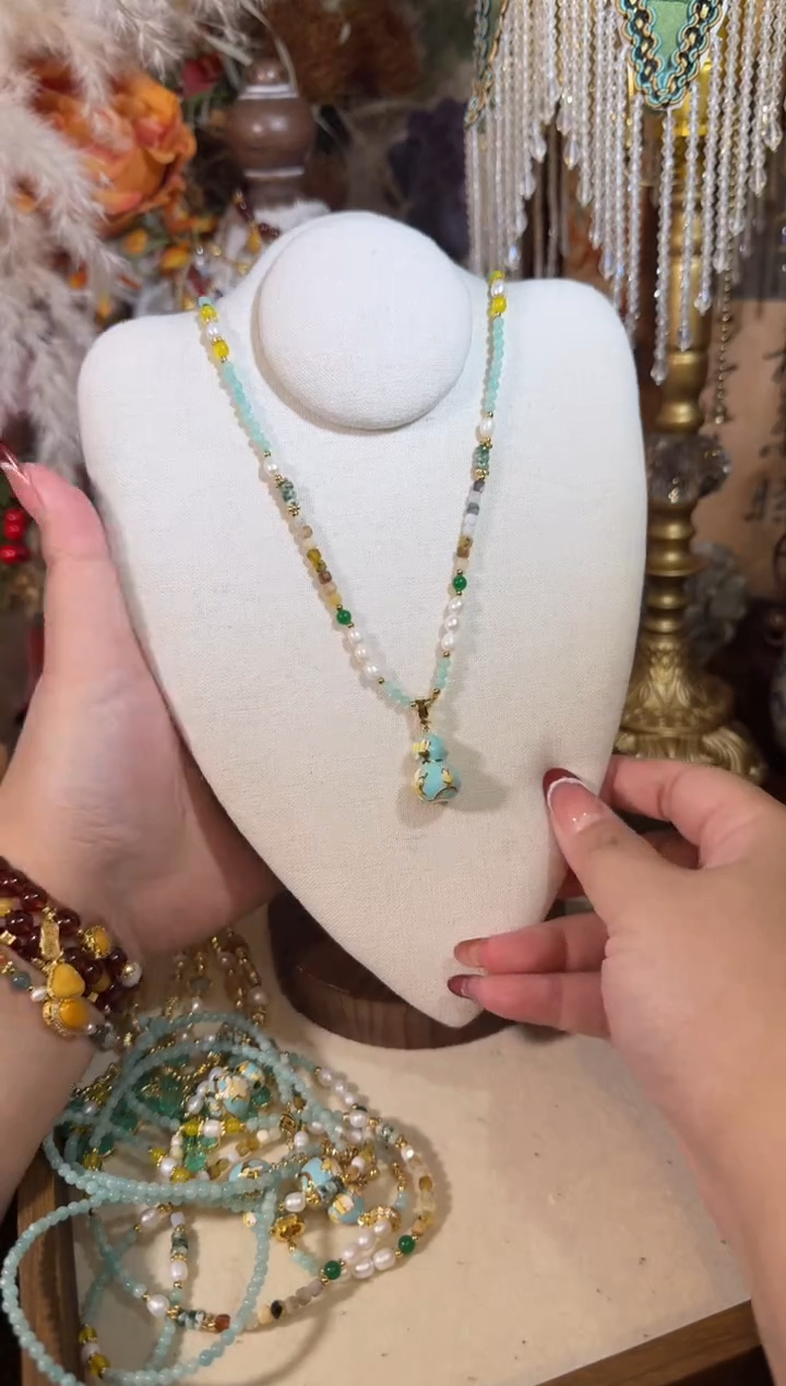 项链未镶嵌淡水珍珠蓝葫芦  056