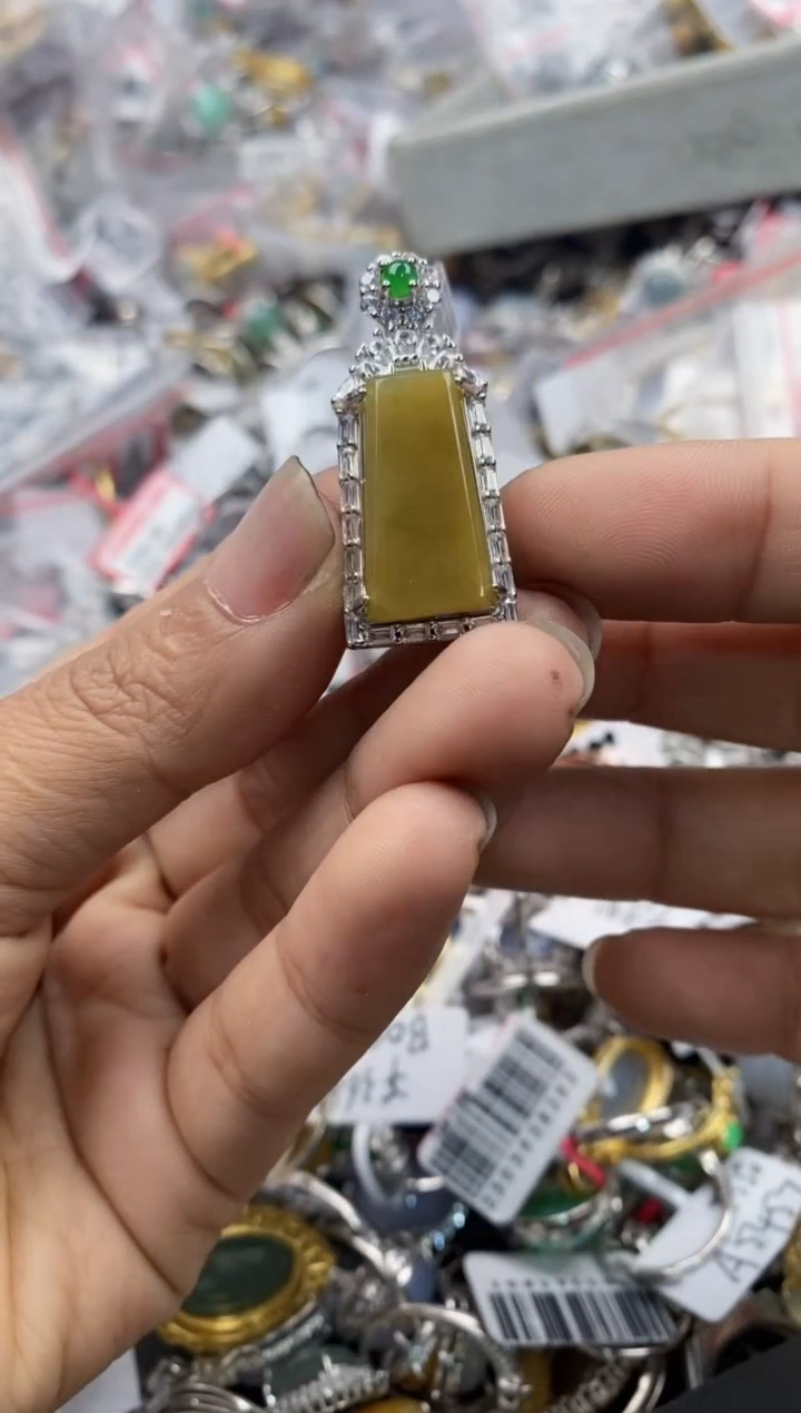银S925镶嵌戒指翡翠999----1