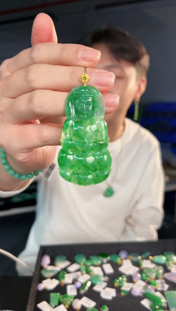 【闪购商品】翡翠颈饰18K金镶嵌缅料A货/支持复检/一件