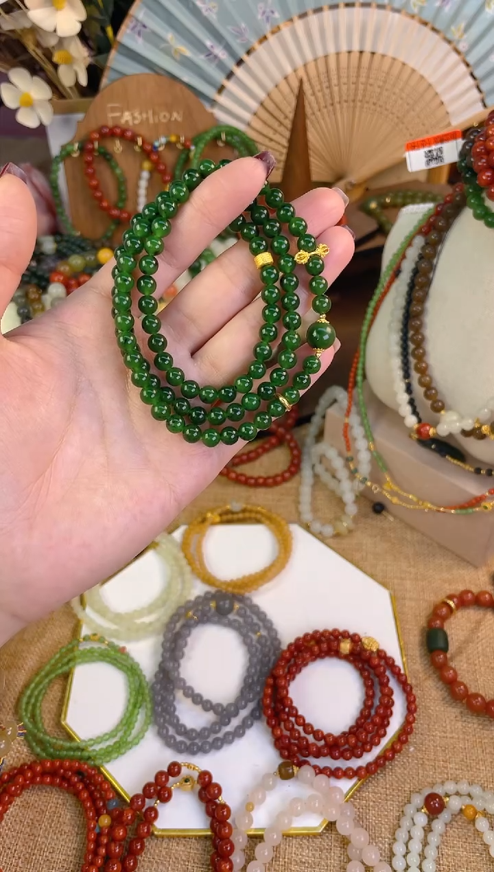 【闪购商品】和田玉手串未镶嵌红皮碧玉