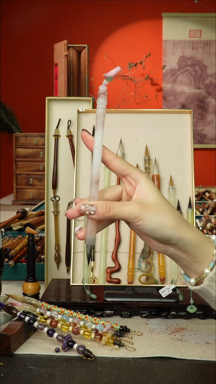 15号闪孤品高货毛笔链接 清水试笔 蘸墨不退