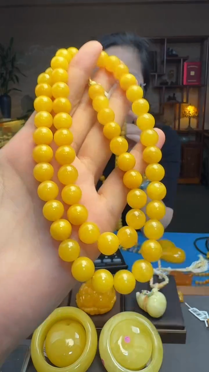 琥珀项链未镶嵌天然保真蜜蜡圆珠项链