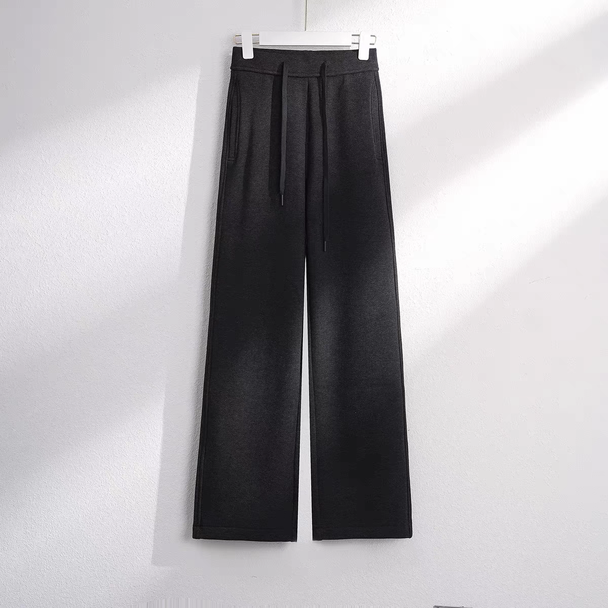 K5228 新款时尚洋气显瘦柔软休闲松紧腰垂感直筒宽松加厚裤子