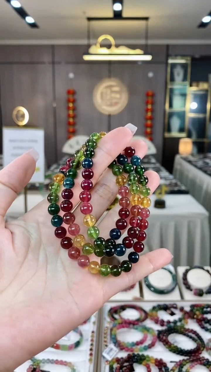 【闪购商品】碧玺三圈手串7mm+未镶嵌（多样性发一条）hon