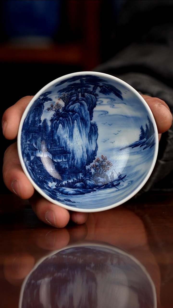 景琳藏青花北派山水幽居图