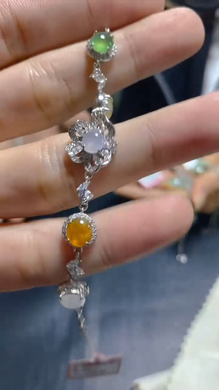 【闪购商品】翡翠手链银S925镶嵌0229656789多样性发一