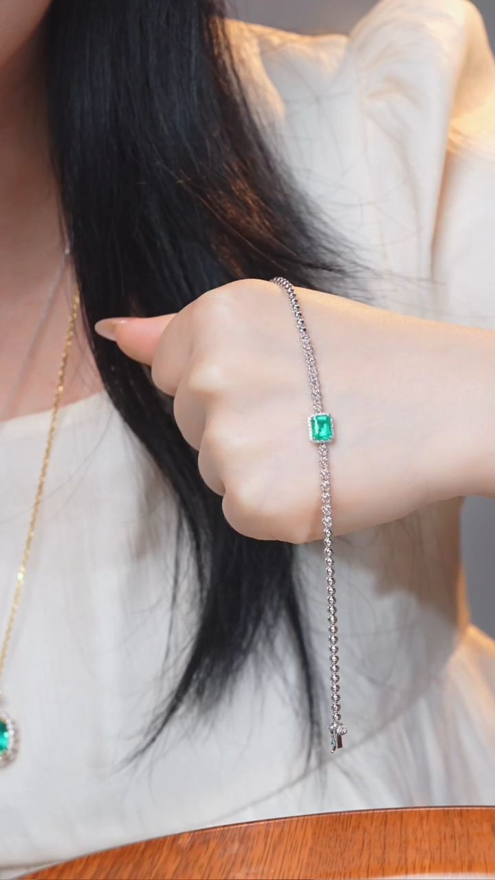 手链18K金镶嵌祖母绿（1.26ct）@@Q2195