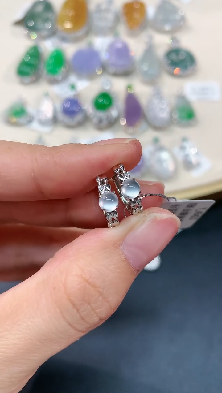 【闪购商品】翡翠耳饰18K金镶嵌A6|1980