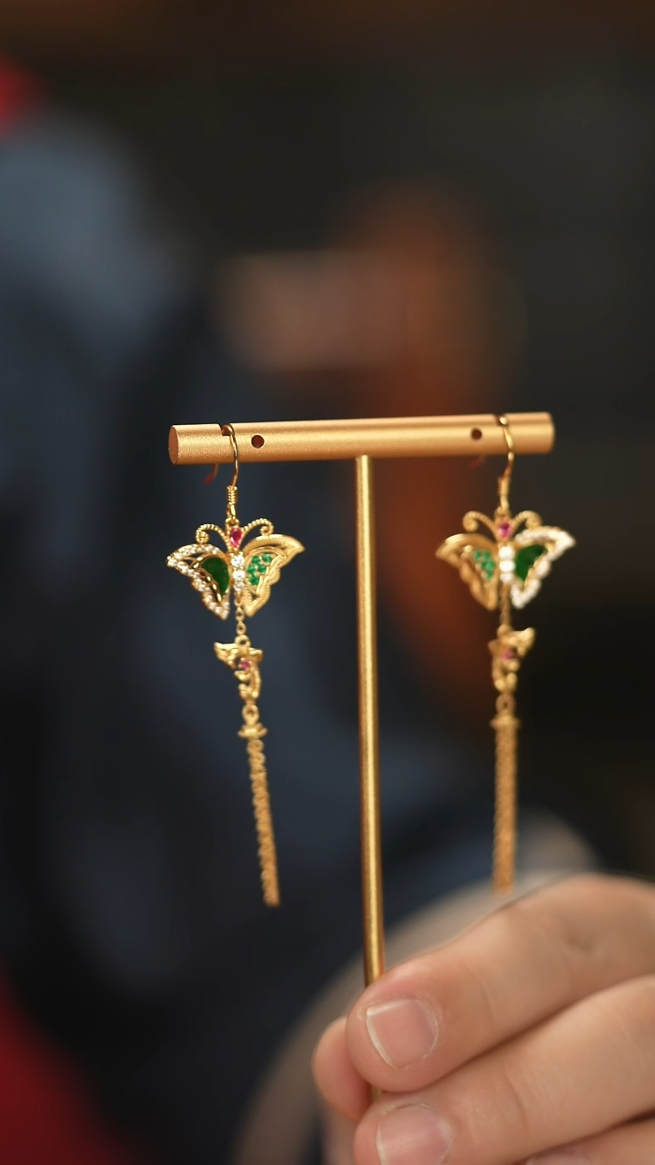 【闪购商品】翡翠耳饰银S925镶嵌新款