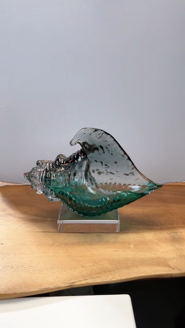 【闪购商品】茶宠湖水蓝海螺+透明底座130*130