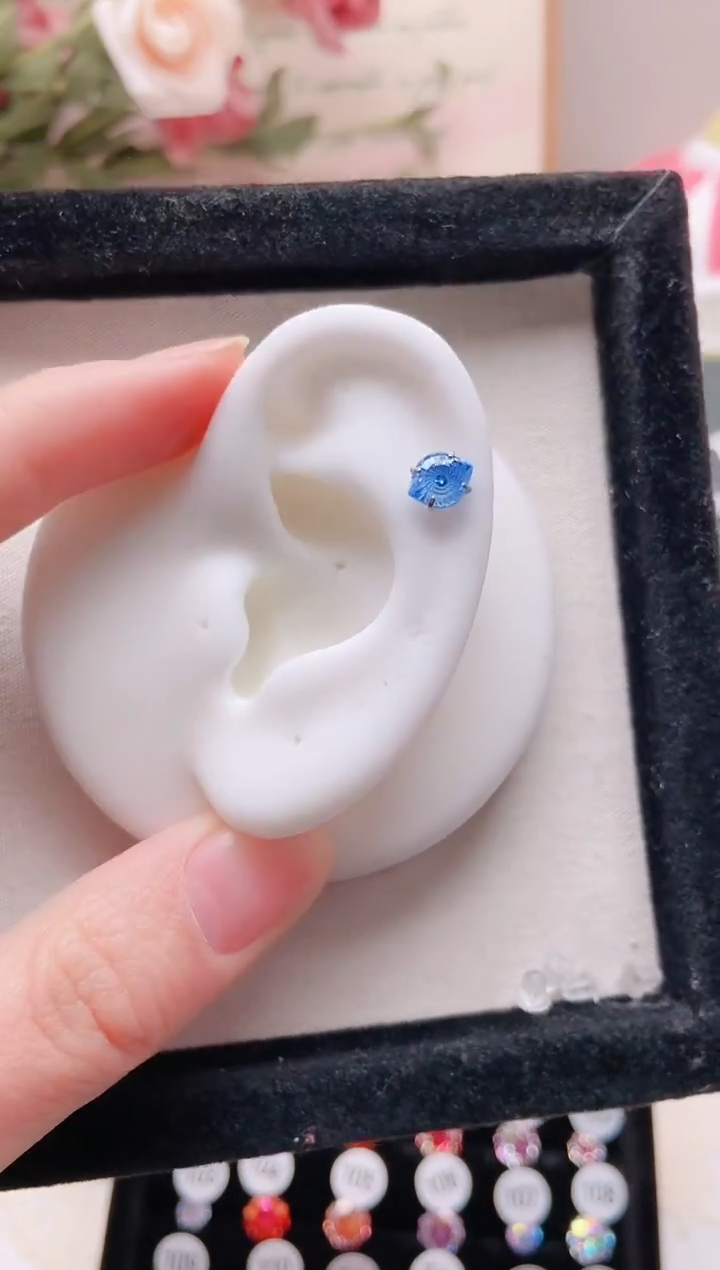 钛钢合金合成立方氧化锆6M恶魔之眼|克莱因蓝6524一只